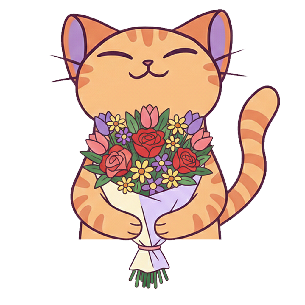 Cat with Bouquet
